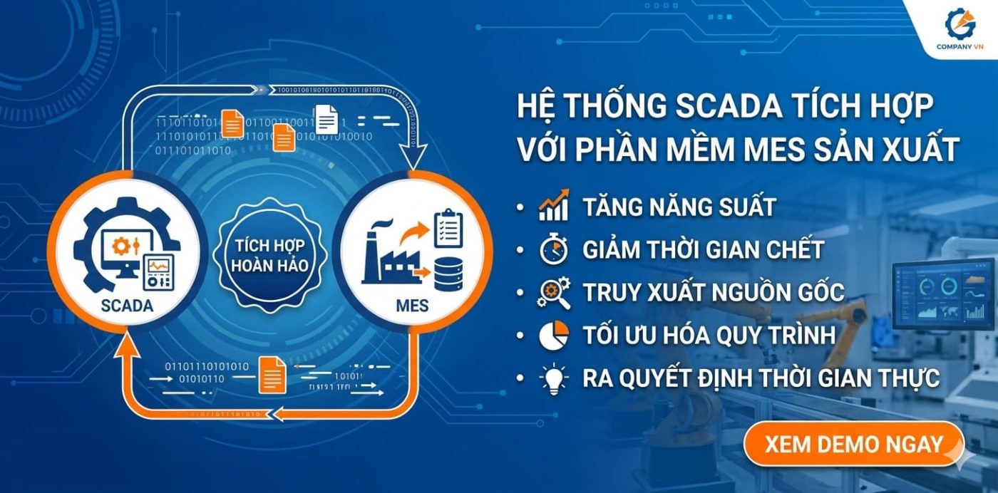 Hệ thống SCADA tích hợp với phần mềm MES sản xuất