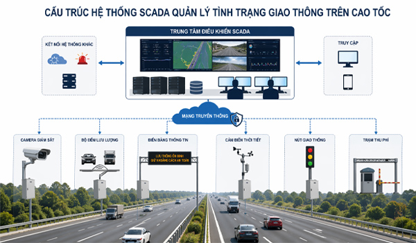 Cấu trúc hệ thống SCADA quản lý tình trạng giao thông trên cao tốc