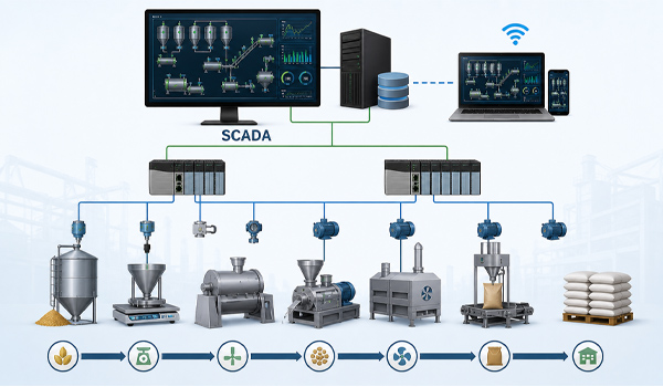 Cấu trúc hệ thống SCADA cho nhà máy sản xuất thức ăn chăn nuôi