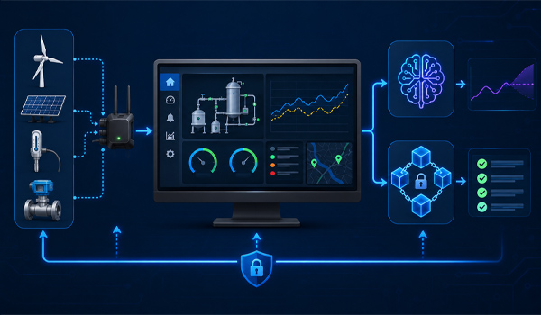 Quy trình hoạt động của phần mềm SCADA tích hợp AI Predictor & Blockchain