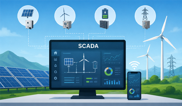 SCADA trong năng lượng tái tạo là hệ thống giám sát, điều khiển & thu thập dữ liệu