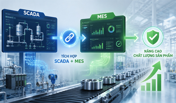 Tích hợp SCADA với hệ thống MES giúp tối ưu hiệu suất máy móc, thiết bị