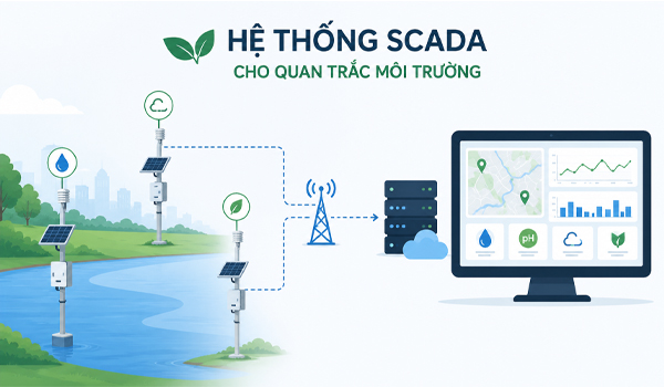 Hệ thống SCADA được ứng dụng để giám sát chất lượng nước, quan trắc nước thải,...