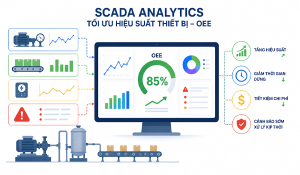 SCADA Analytics giúp tự động thu thập dữ liệu & tính toán OEE theo thời gian thực