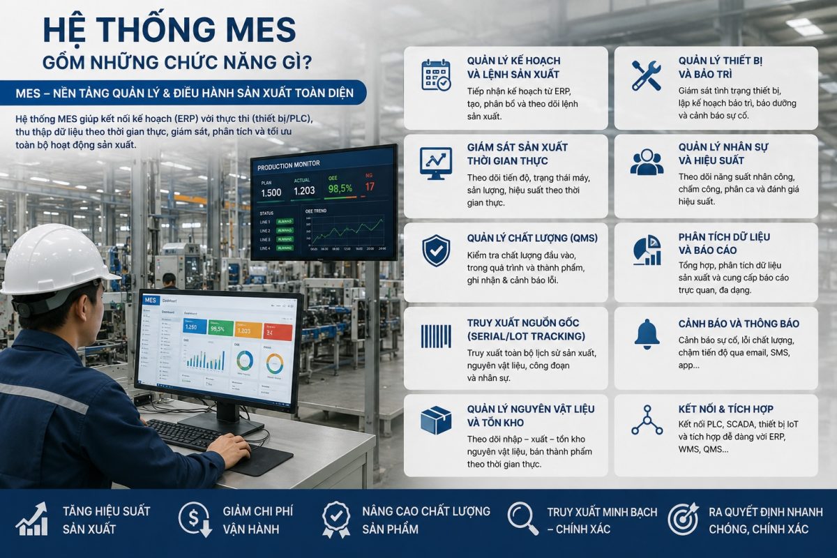 Hệ thống MES gồm những chức năng gì?