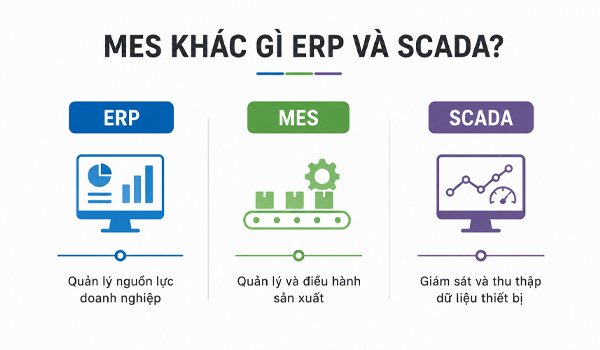 MES khác gì ERP và SCADA?