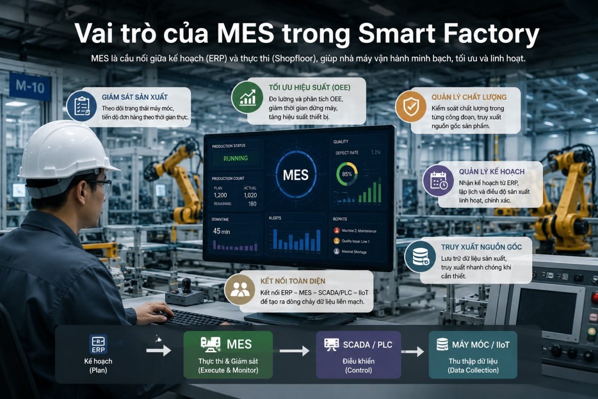 MES giúp quản lý sản xuất theo thời gian thực ra sao?