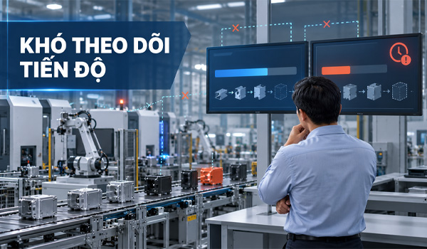 Khó theo dõi tiến độ sản xuất theo thời gian thực